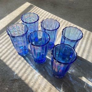 The pioneer woman blue luster glass set of 6